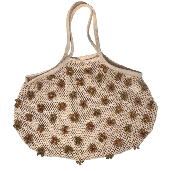 Urban outfitters- Knit bag with flowers never used - Picture 2 of 10